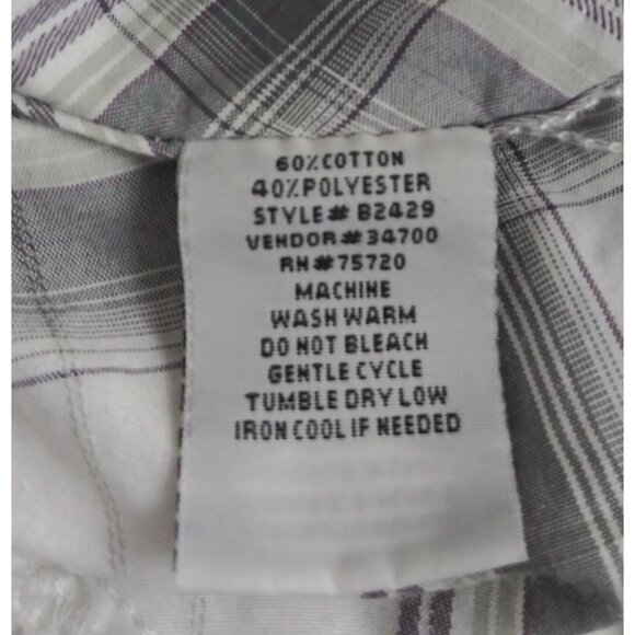 Buckle BKE Standard Fit Gray Plaid With Smokey Pearl Snaps Men's Shirt Large - Picture 6 of 7